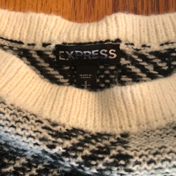 Express Black & Cream Plaid Style Sweater - Picture 3 of 5